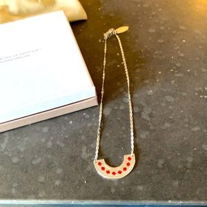 Brand new Emma& Chloe silver necklace with red inlay design.